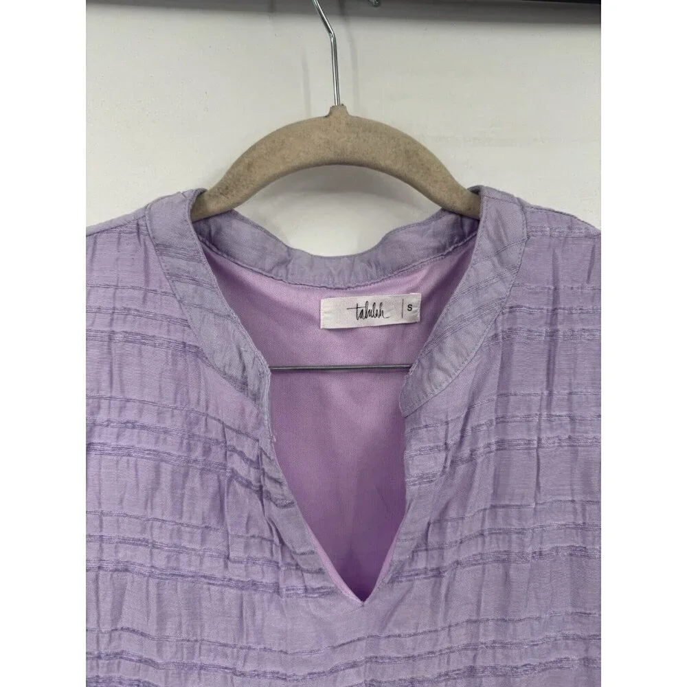 Talulah Mini Dress Women Small Purple Textured Tiered Farm Cottage Peasant Fairy